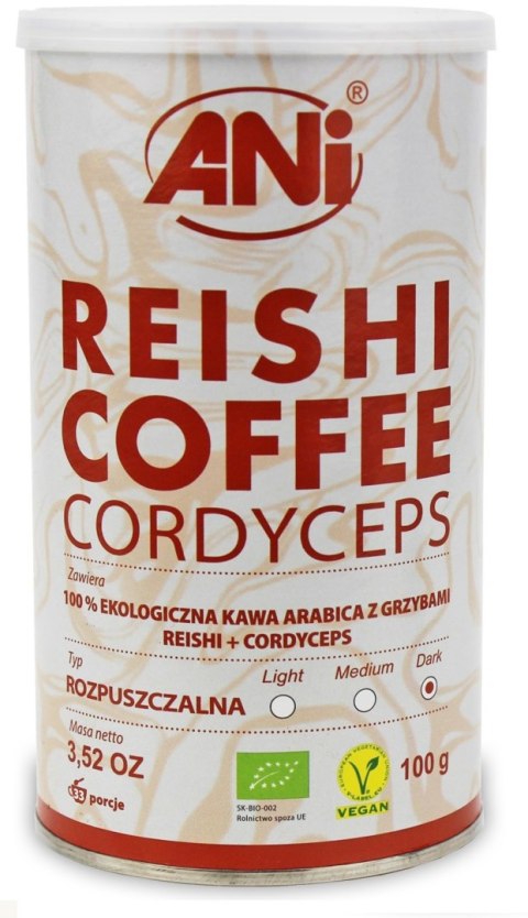 KAWA ROZPUSZCZALNA "REISHI + CORDYCEPS" BIO 100 g - ANI KAWA ROZPUSZCZALNA "REISHI + CORDYCEPS" BIO 100 g - ANI