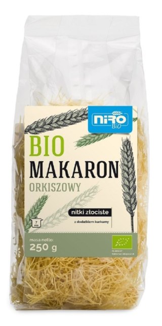 MAKARON (ORKISZOWY Z KURKUMĄ) NITKI ZŁOCISTE BIO 250 g - NIRO