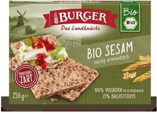 PIECZYWO CHRUPKIE BŁONNIKOWE ŻYTNIE RAZOWE Z SEZAMEM BIO 250 g - BURGER