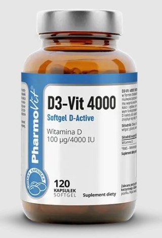 WITAMINA D3-VIT 100 µg (4000 j.m) BEZGLUTENOWA 120 KAPSUŁEK - PHARMOVIT (CLEAN LABEL)