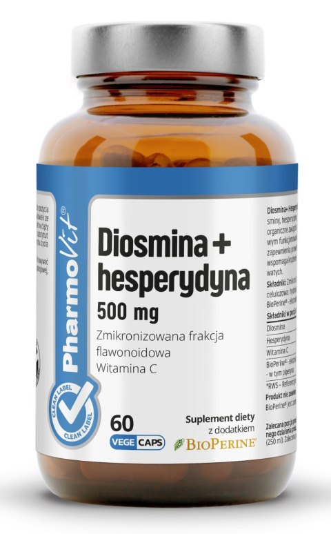DIOSMINA + HESPERYDYNA (500 mg) BEZGLUTENOWA 60 KAPSUŁEK - PHARMOVIT (CLEAN LABEL) DIOSMINA + HESPERYDYNA (500 mg) BEZGLUTENOWA 60 KAPSUŁEK - PHARMOVIT (CLEAN LABEL)