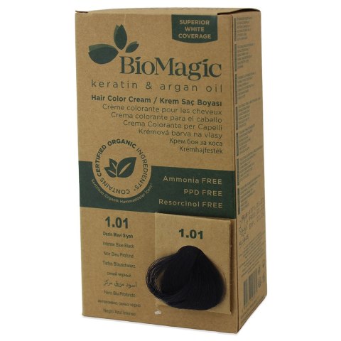 FARBA DO WŁOSÓW INTENSYWNA NIEBIESKA CZERŃ (1.01) 250 g - BIOMAGIC FARBA DO WŁOSÓW INTENSYWNA NIEBIESKA CZERŃ (1.01) 250 g - BIOMAGIC