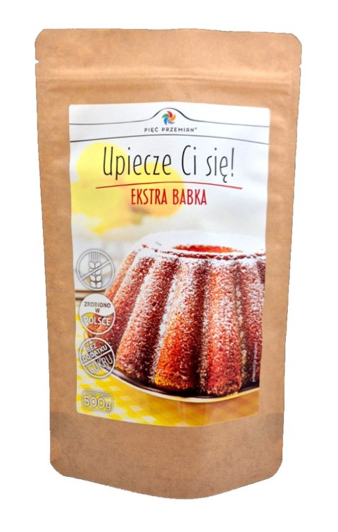 MIESZANKA DO WYPIEKU BABKI BEZ DODATKU CUKRÓW BEZGLUTENOWA 500 g - PIĘĆ PRZEMIAN MIESZANKA DO WYPIEKU BABKI BEZ DODATKU CUKRÓW BEZGLUTENOWA 500 g - PIĘĆ PRZEMIAN