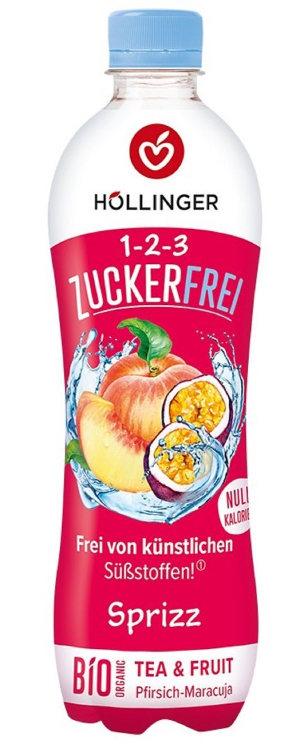NAPÓJ GAZOWANY O SMAKU BRZOSKWINIA - MARAKUJA BEZ CUKRU BIO 500 ml - HOLLINGER NAPÓJ GAZOWANY O SMAKU BRZOSKWINIA - MARAKUJA BEZ CUKRU BIO 500 ml - HOLLINGER