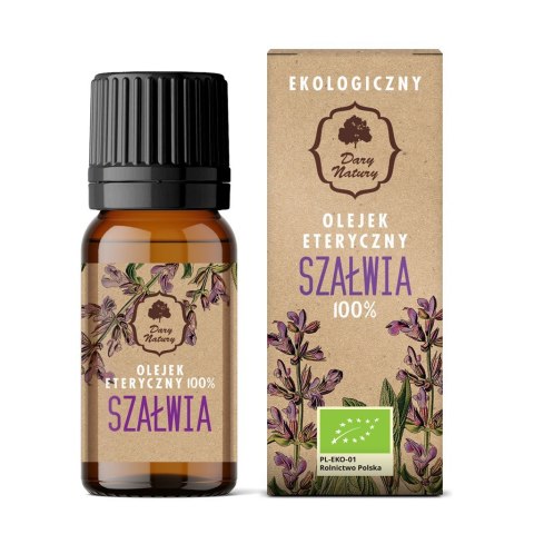 OLEJEK ETERYCZNY SZAŁWIA BIO 10 ml - DARY NATURY OLEJEK ETERYCZNY SZAŁWIA BIO 10 ml - DARY NATURY