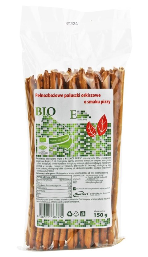PALUSZKI ORKISZOWE PEŁNOZIARNISTE O SMAKU PIZZY BIO 150 g - ENVOY PALUSZKI ORKISZOWE PEŁNOZIARNISTE O SMAKU PIZZY BIO 150 g - ENVOY